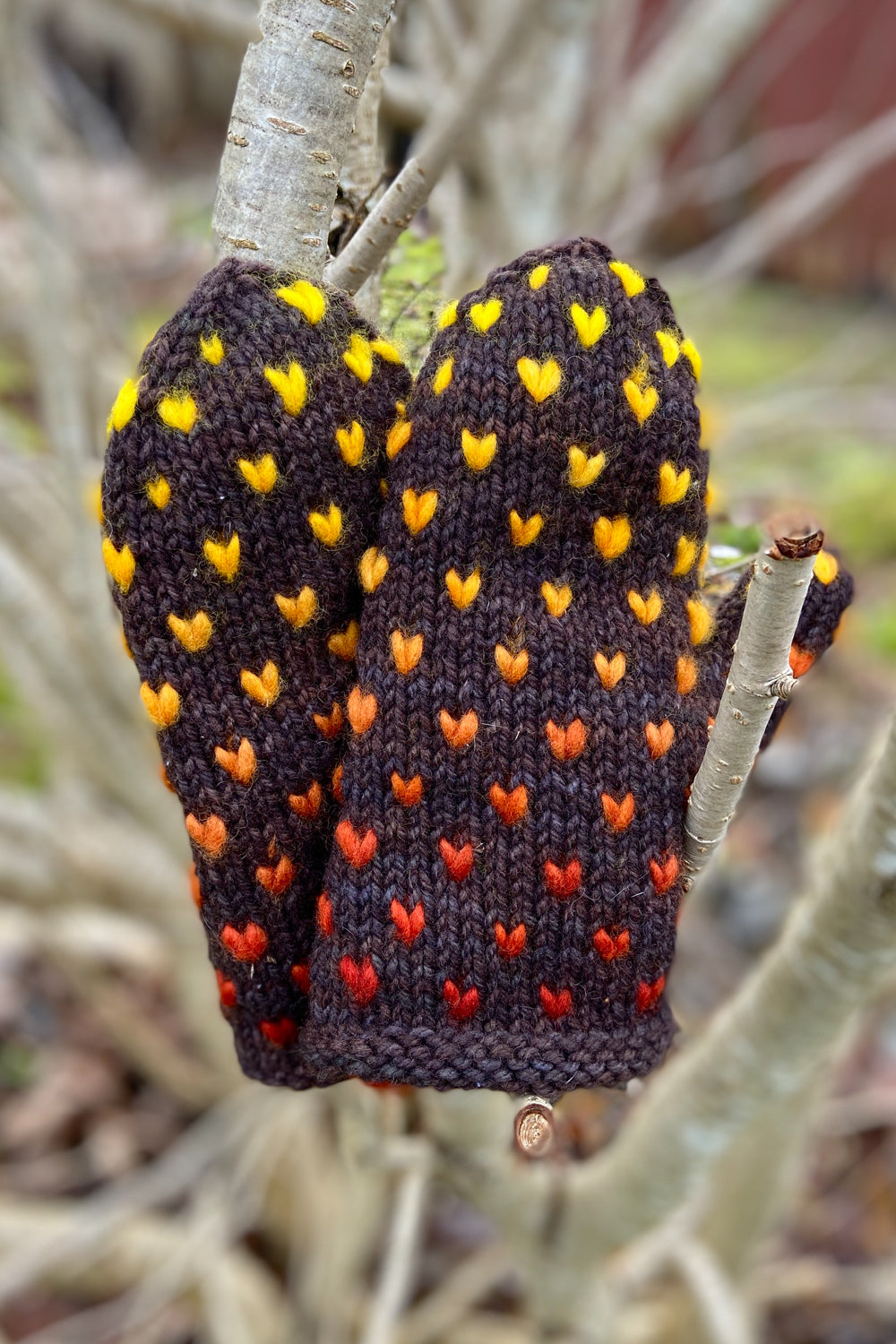 Heart's Delight thrummed mittens