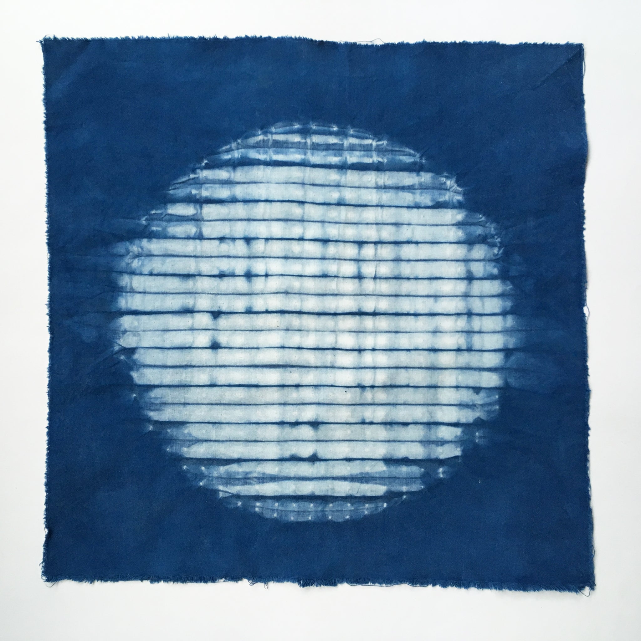 Example of shibori fabric dyed with indigo kit
