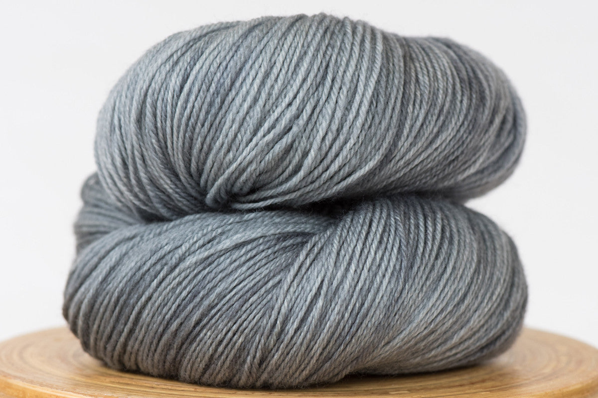 Chimney Smoke tonal pale grey fingering weight hand-dyed yarn