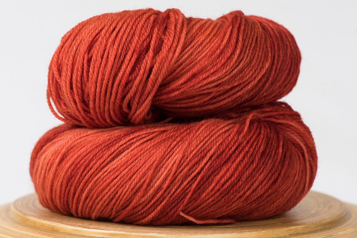 Crushed chili tonal deep orange fingering weight hand-dyed yarn