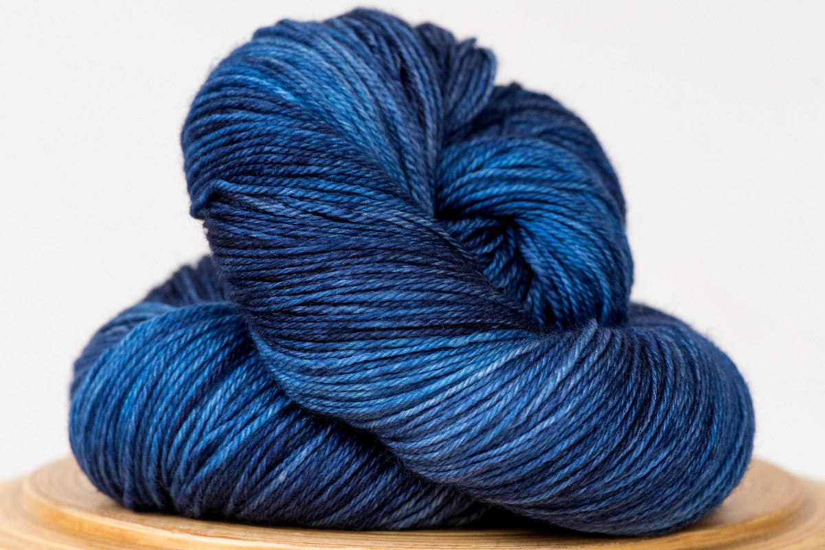 Moon shadow tonal rich blue fingering weight hand-dyed yarn