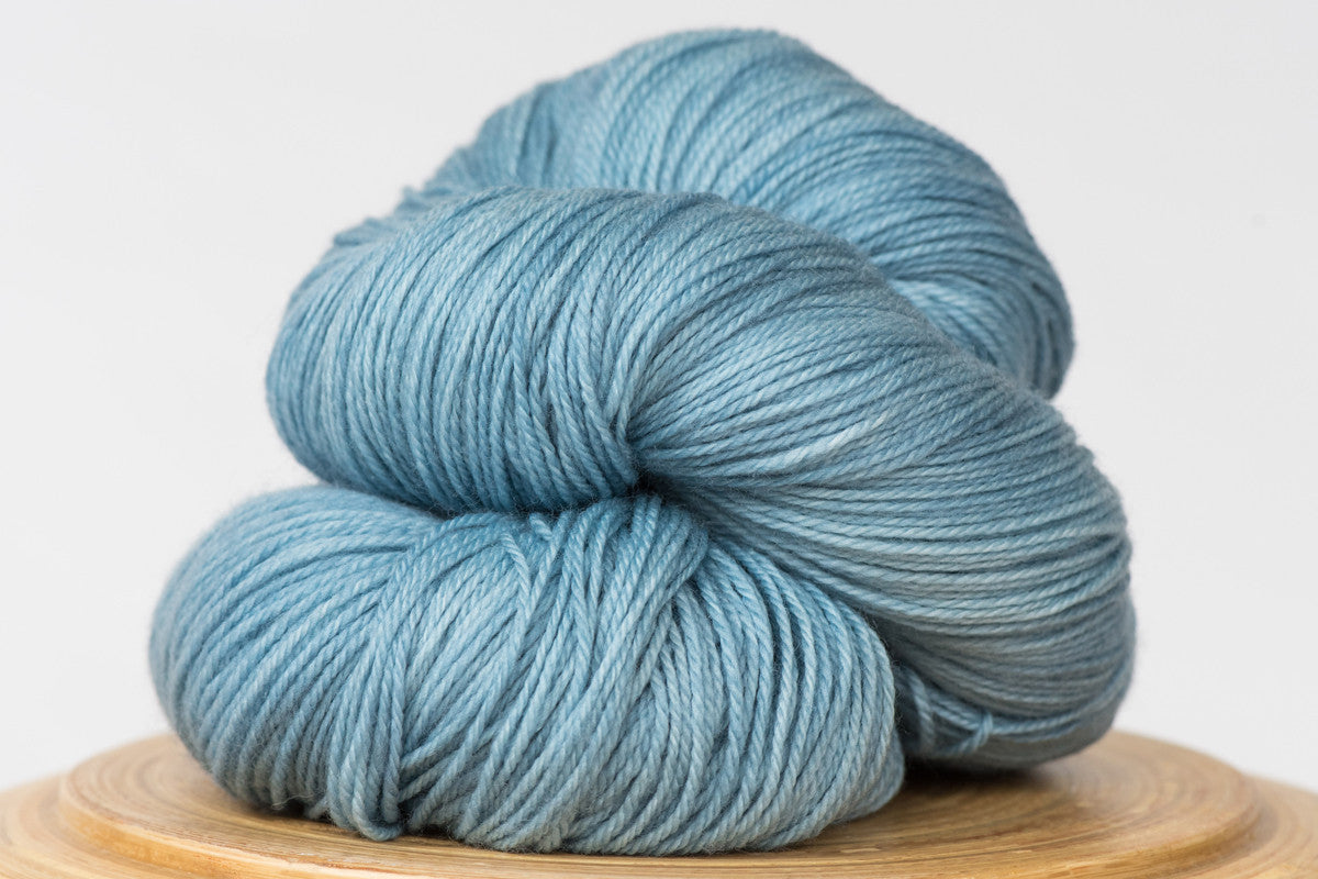 Steel Rail Blues tonal pale blue fingering weight hand-dyed yarn