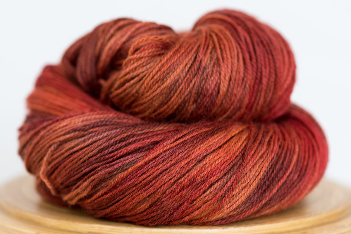 Pizzicato hand-dyed BFL sock yarn in Barn Door