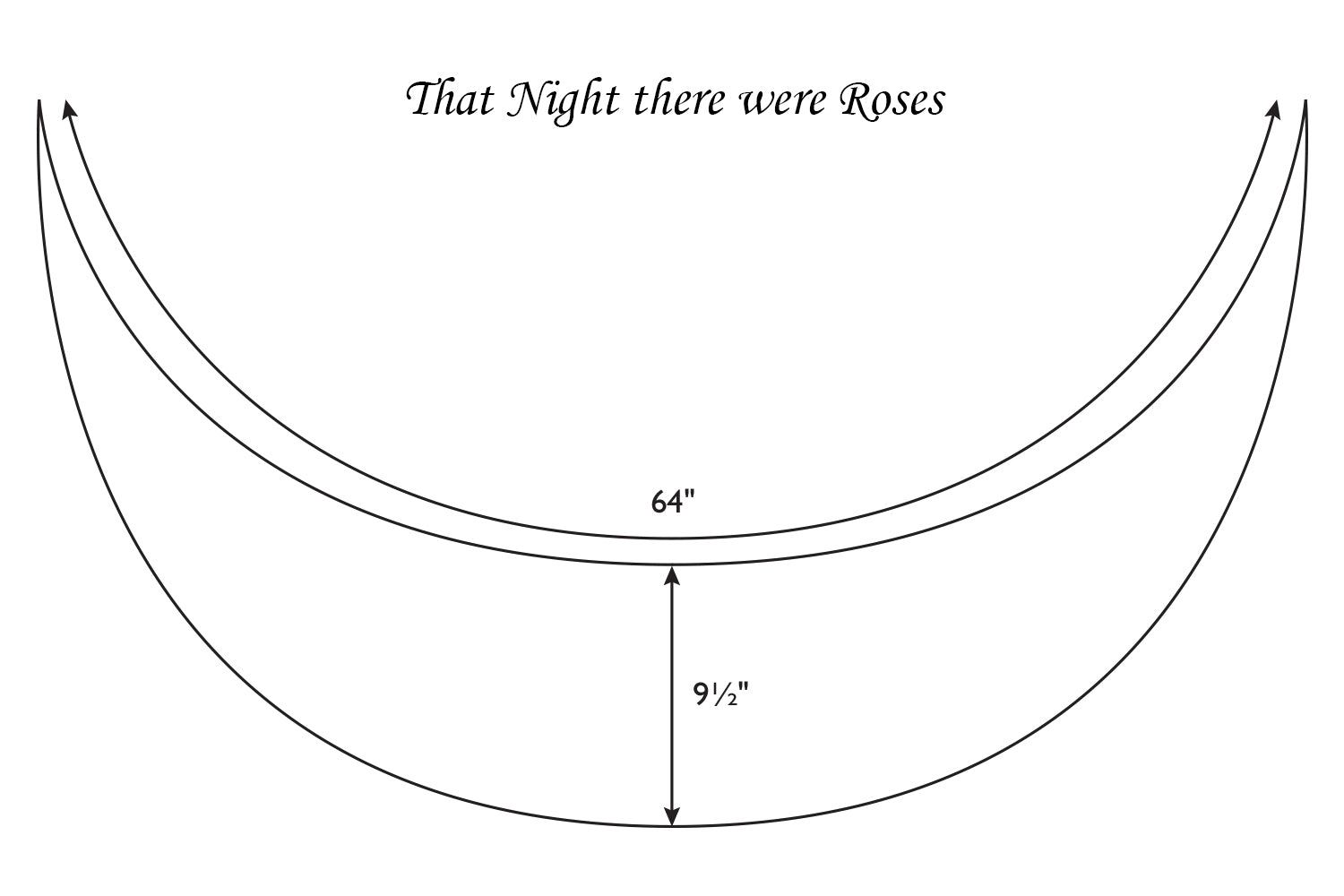 Schematic line drawing for shawl with dimensions
