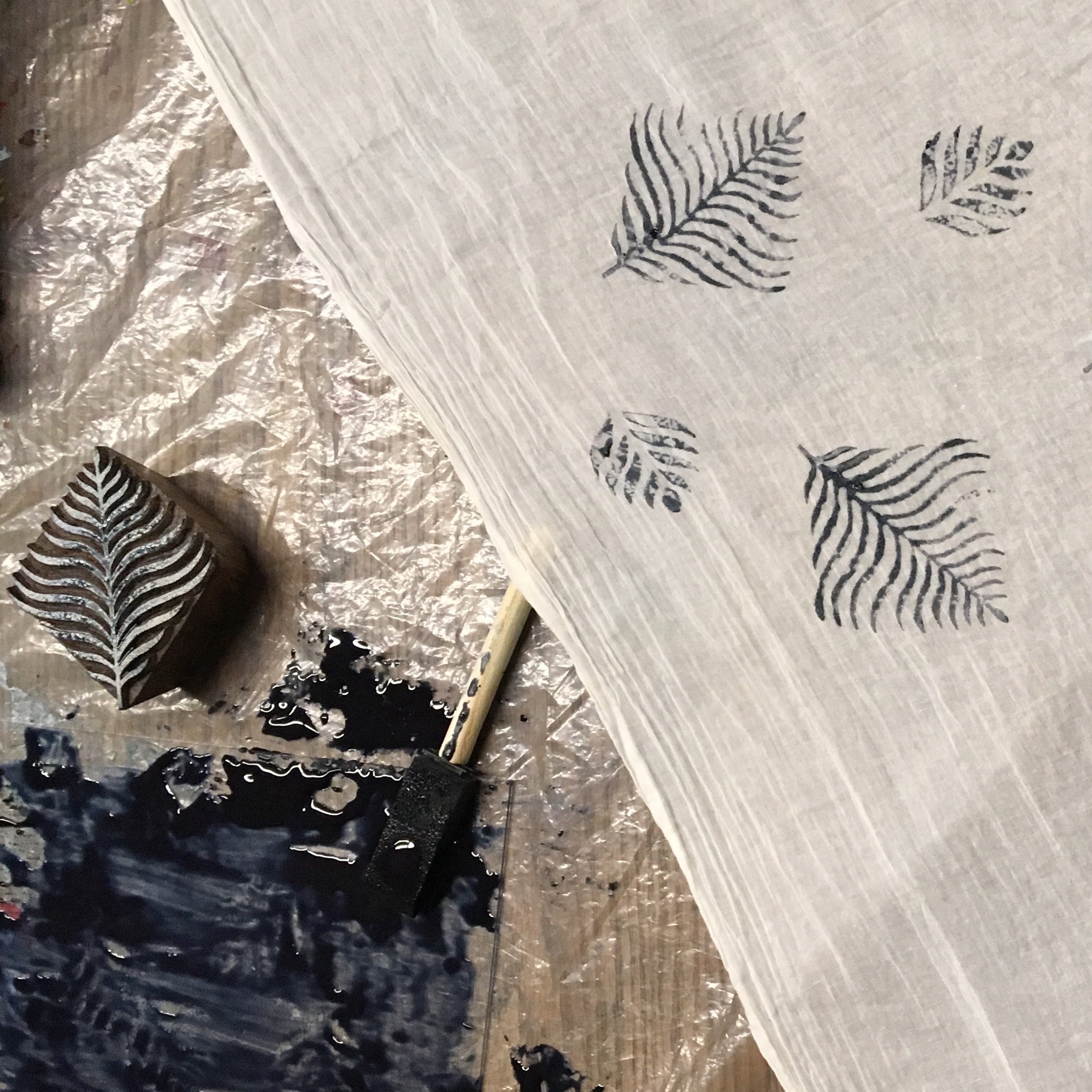 example of block printing with indigo