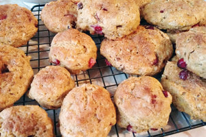 Cranberry scones with orange and walnuts