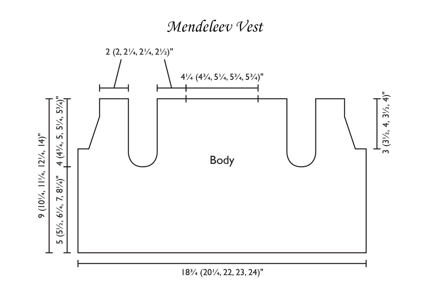 Detailed schematic line drawing with dimensions for baby vest