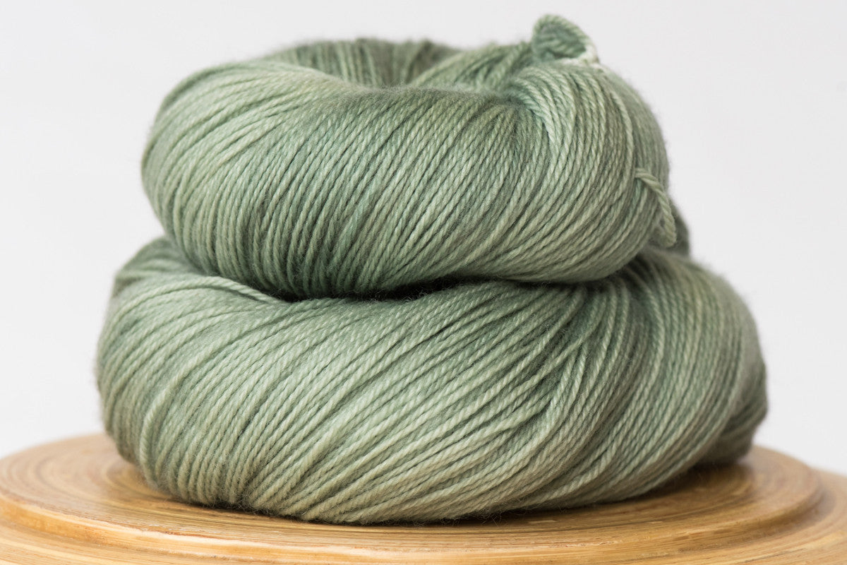 Cardamom tonal pale grey green fingering weight hand-dyed yarn