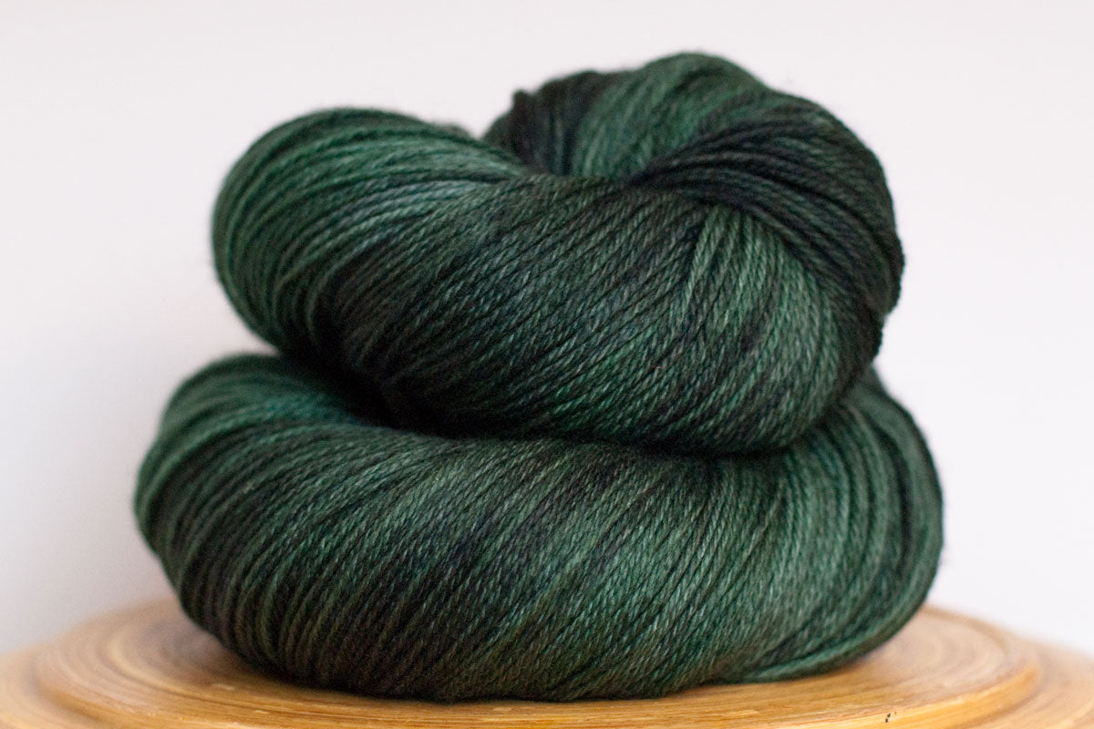 Kelp tonal dark green fingering weight hand-dyed yarn