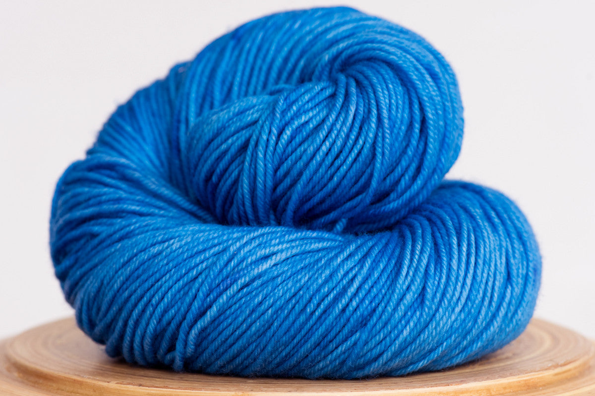 Azul bright blue semi solid DK weight hand-dyed yarn