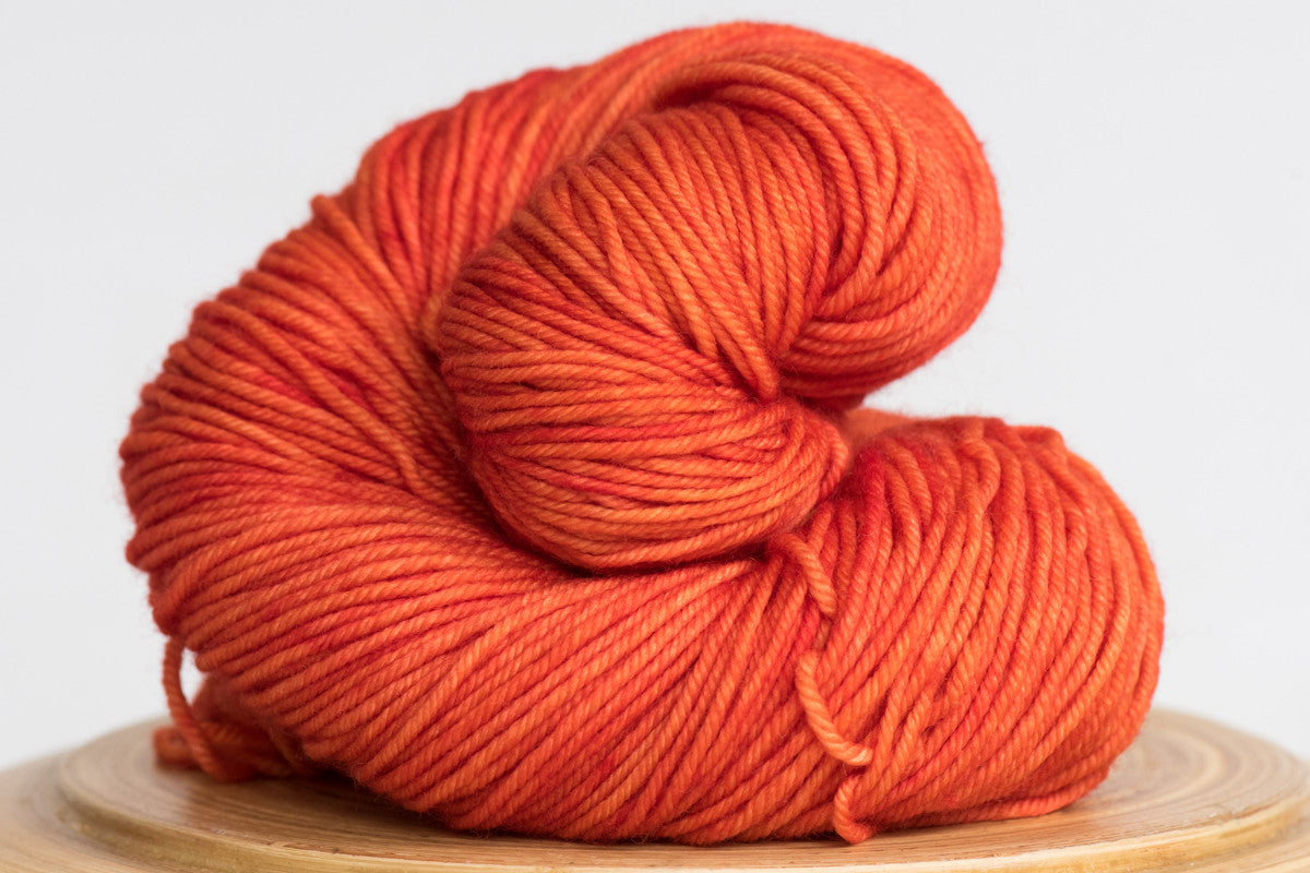 Blood orange bright semi solid DK weight hand-dyed yarn