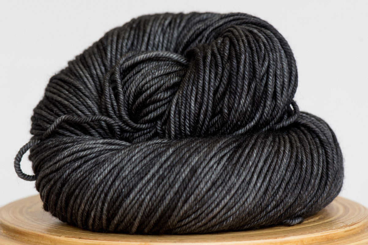 Graphite dark grey semi solid DK weight hand-dyed yarn