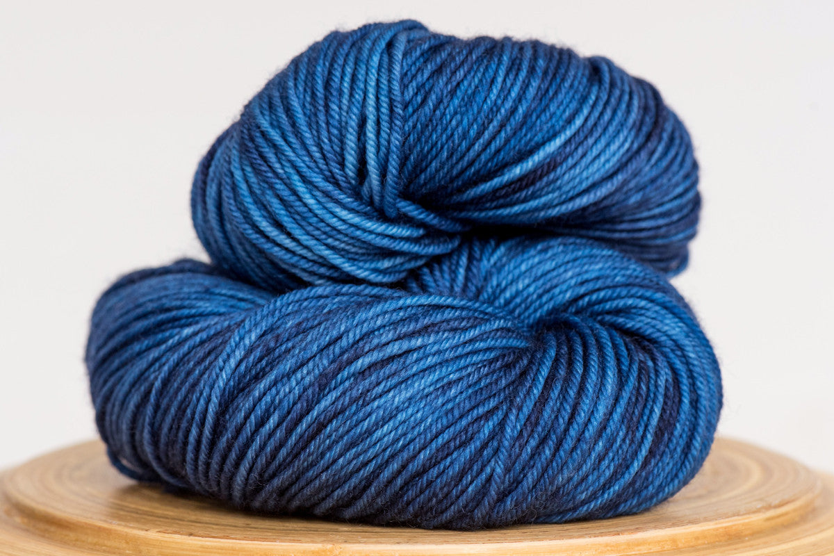 Moon Shadow deep blue semi solid DK weight hand-dyed yarn