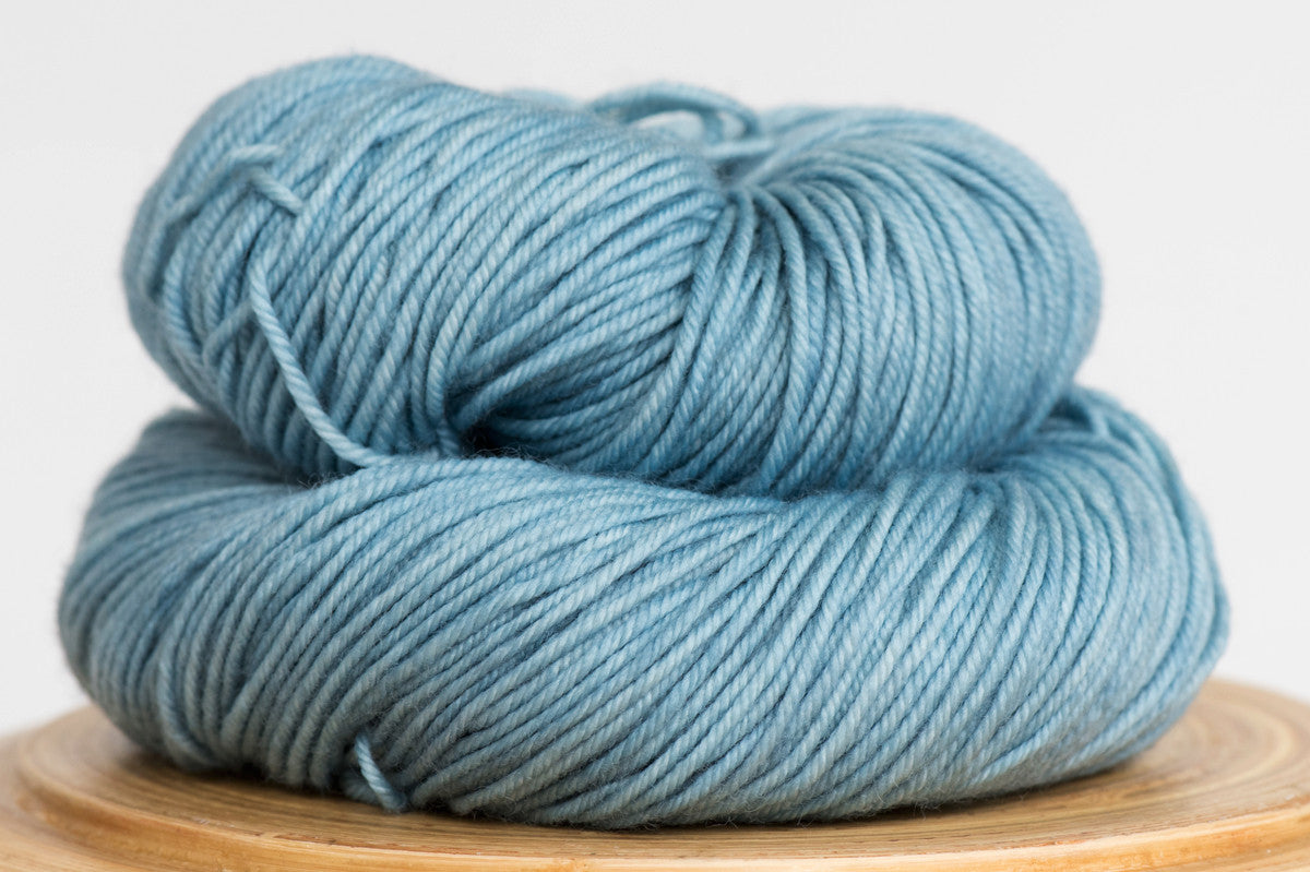 Steel Rail Blues pale blue semi solid DK weight hand-dyed yarn