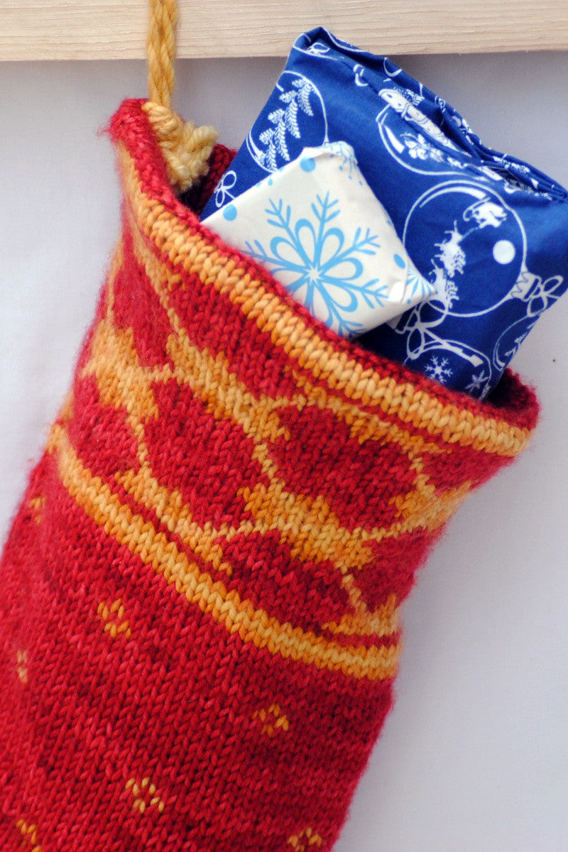 Christmas stocking knitting kit with argyle motif