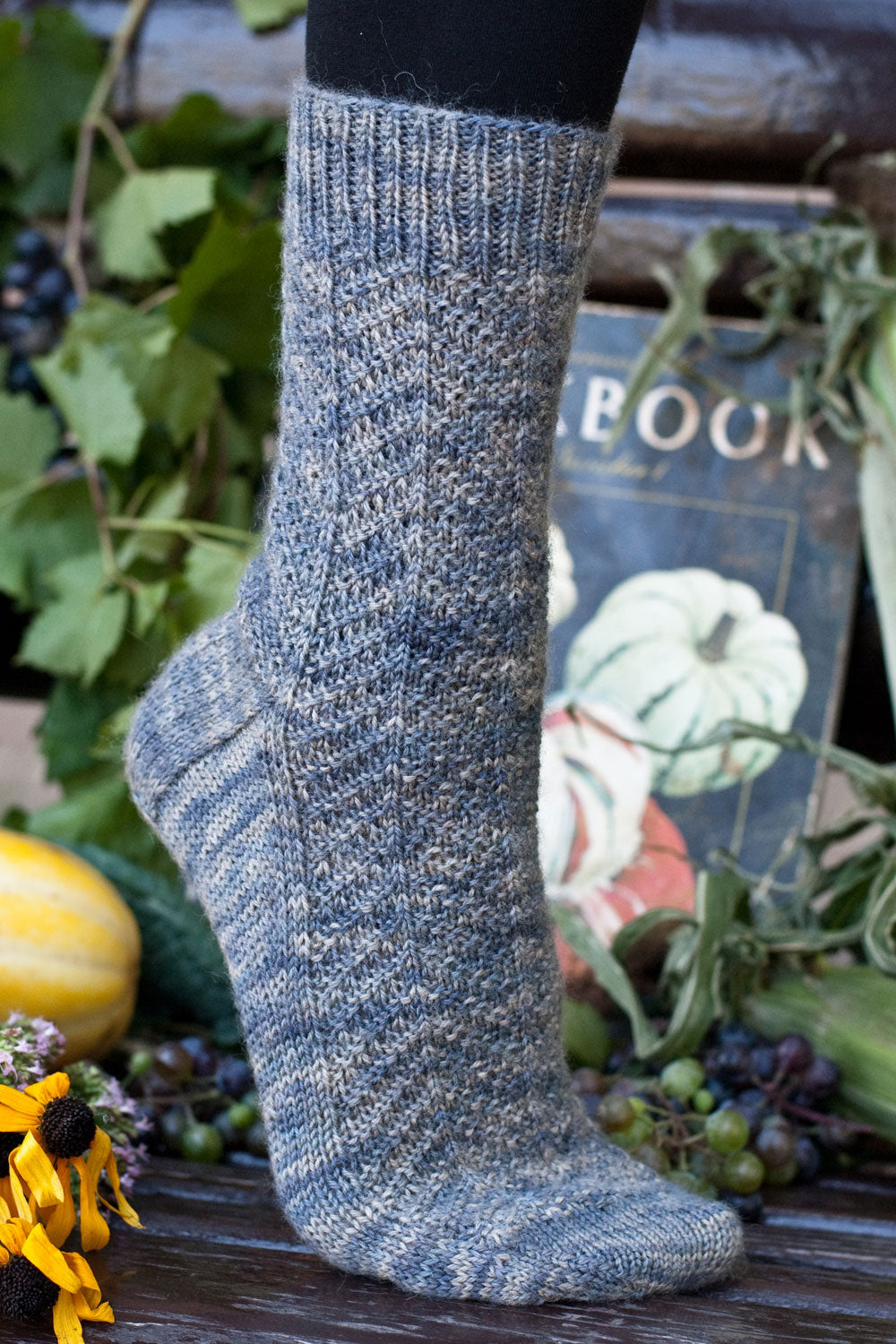 harrowsmith sock pattern modeled on a foot