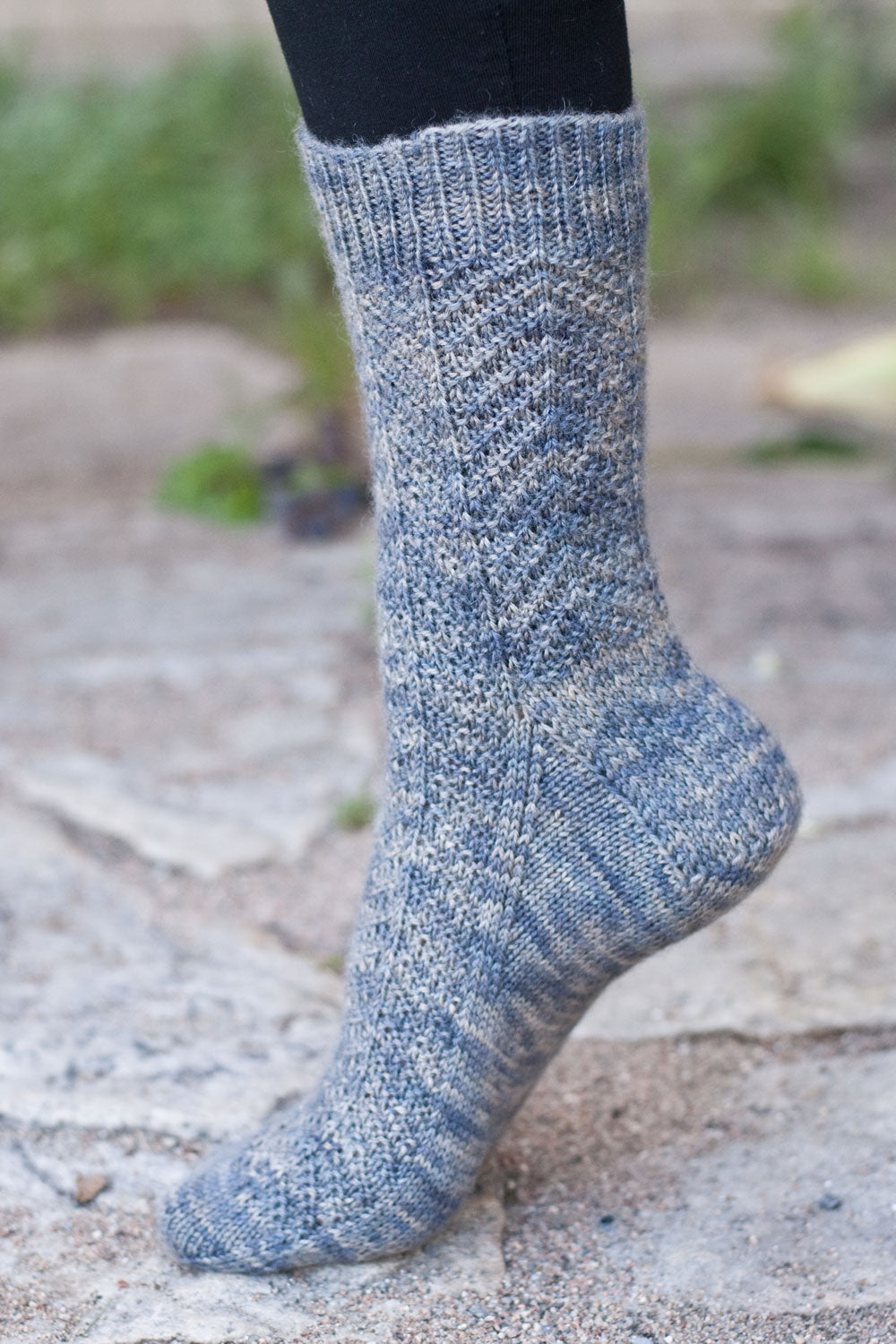 Harrowsmith sock pattern with knitted chevron stitch