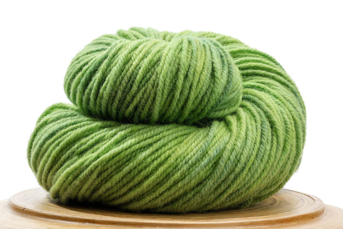 Winfield Canadian hand-dyed yarn in Celery, a vibrant light green